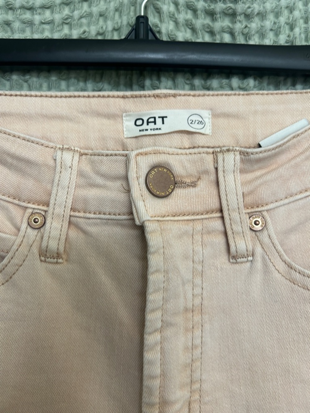 Oat New York Pale Pink/Orange Beige Wide-Leg Jeans - Picture 2 of 5